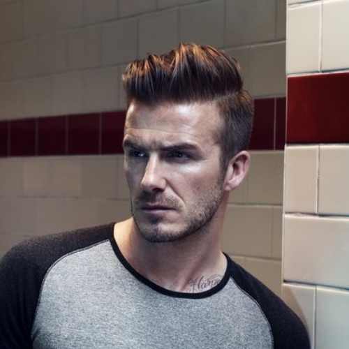 david beckham pompadour hairstyle side part haircut