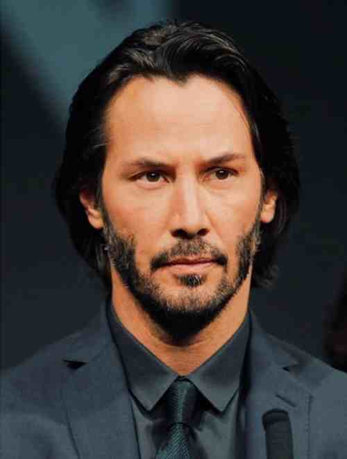 keanu reeves beard and long hairstyle