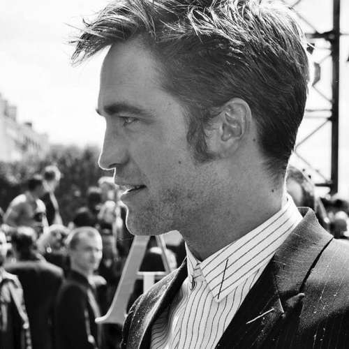 robert pattinson side part fade haircut