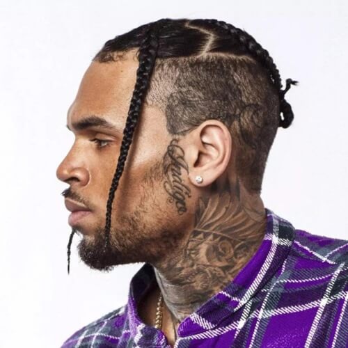 chris brown dreads with long hair fade style