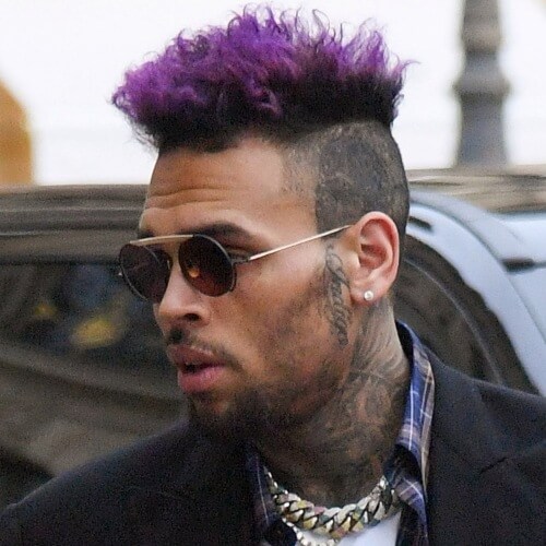 chris brown new hair messy highlighted hair design side fade