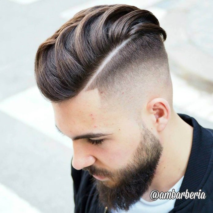 ambarberia undercut fade haircut shaved line with beard