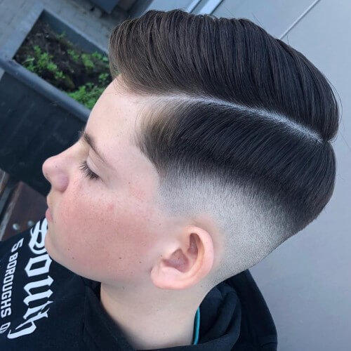bald fade with line high skin taper fade hairstyle teen boy hairstyle
