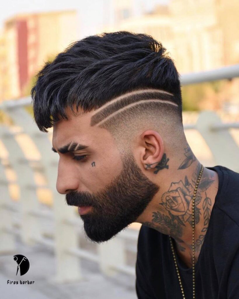 mens.hairstyles double shaved line on side part haircut bald