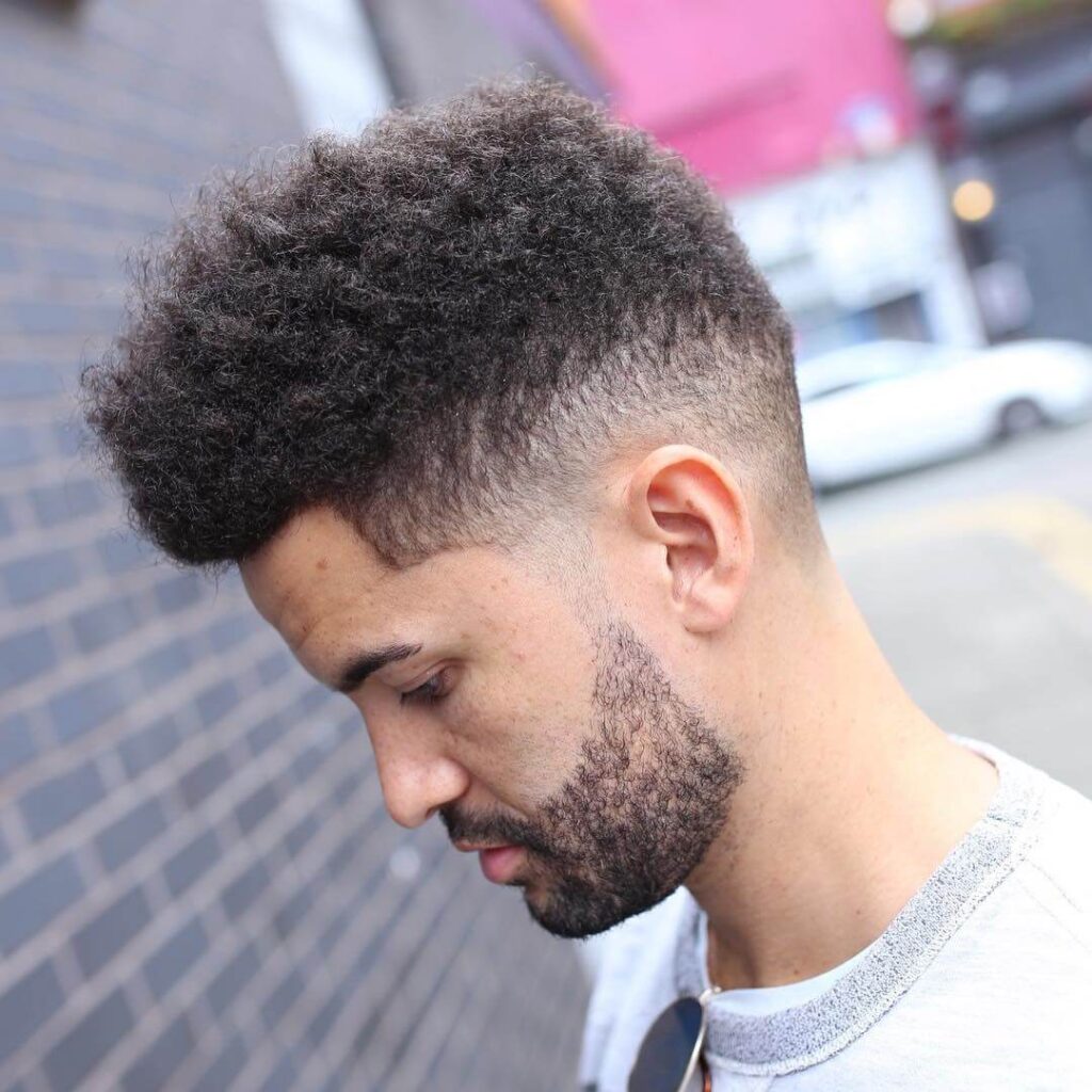 rpb_nq short curly hair high taper mid fade skin with curly beard