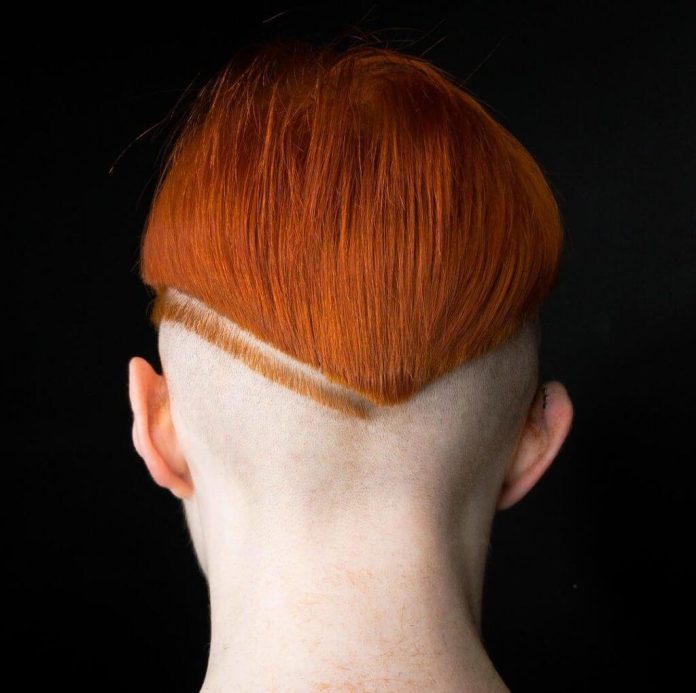 rumbarber pineapple haircut red hair men bald back design