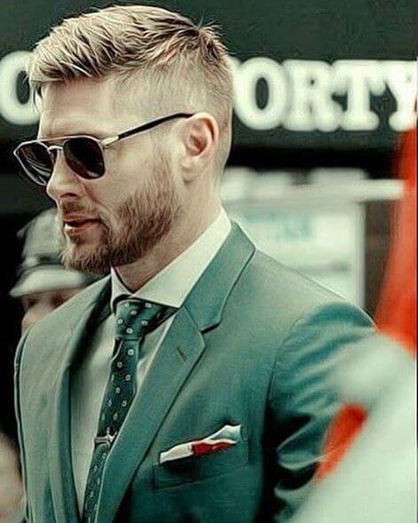 Jensen Ackles Hairstyel side part fade hairstyle