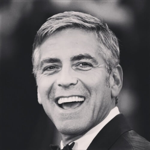 george clooney short length one side hair