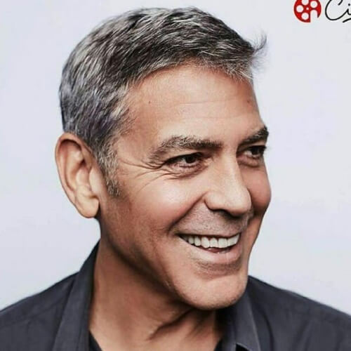george clooney smile with short hair