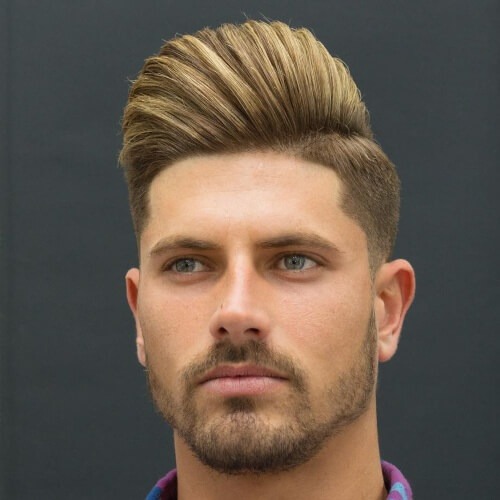 hispanic men's haircuts with pompadour blonde hair