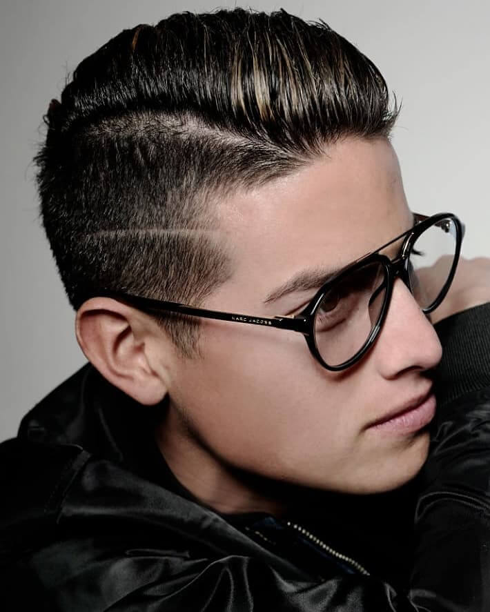 james rodriguez short mohawk fade side part haircut