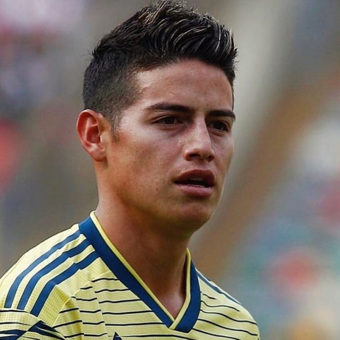 james rodriguez short spiky side part fade hairstyle