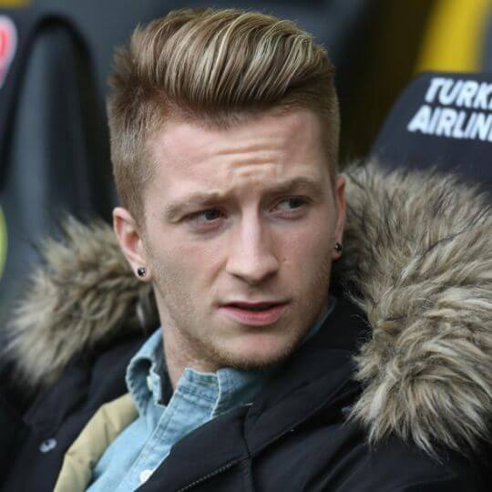 marco reus highlighted short pompadour quiff haircut