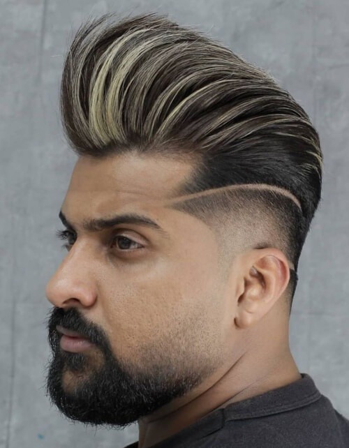 mexican pompadour hairstyle side part razor cut fade burst