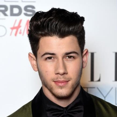 nick jonas high textured comb over fade