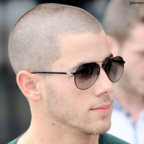 nick jonas shaved head buzz cut